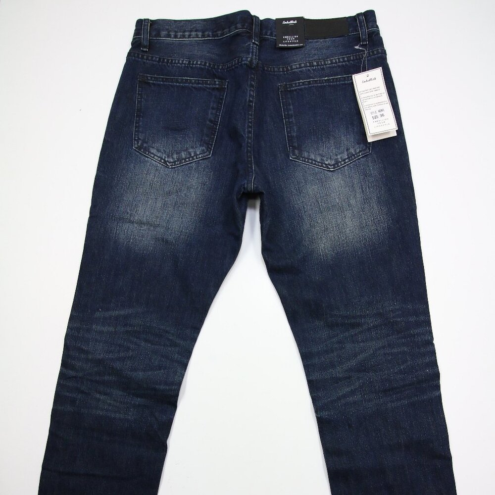 Embellish NYC Speciale Ripped Distressed Destroyed indigo Jeans Mens 36 Blue - Picture 5 of 7